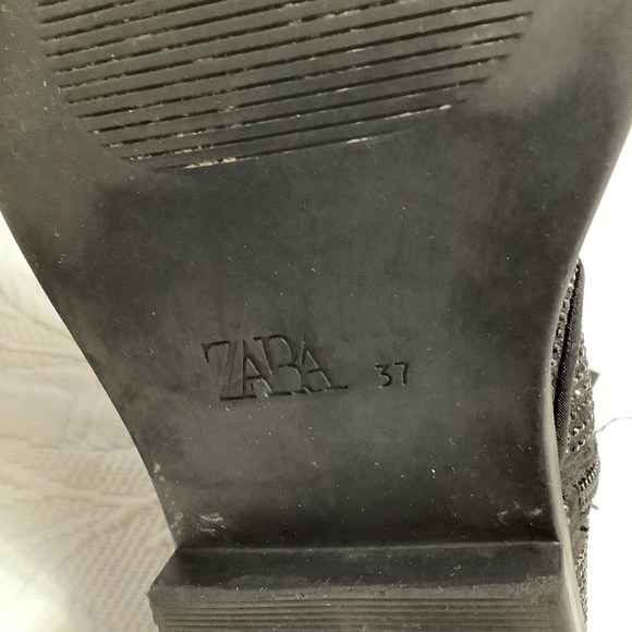 Zara flat black rhinestone ankle boot 37 EU 6.5/7 US - Picture 10 of 10